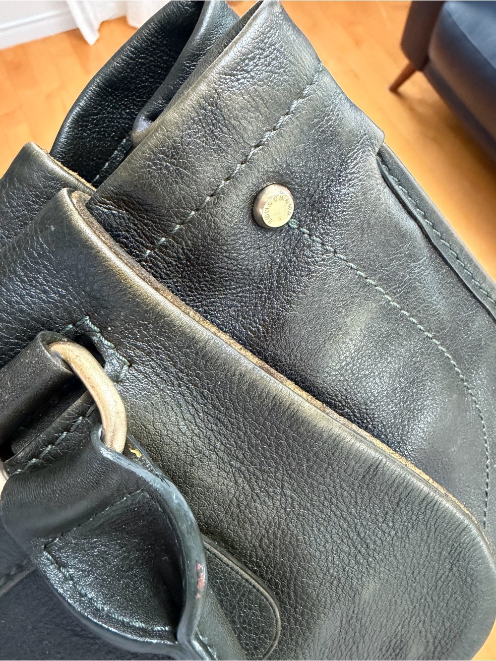 LONGCHAMP DARK GREEN BALZANE LEATHER BAG - Picture 15 of 15